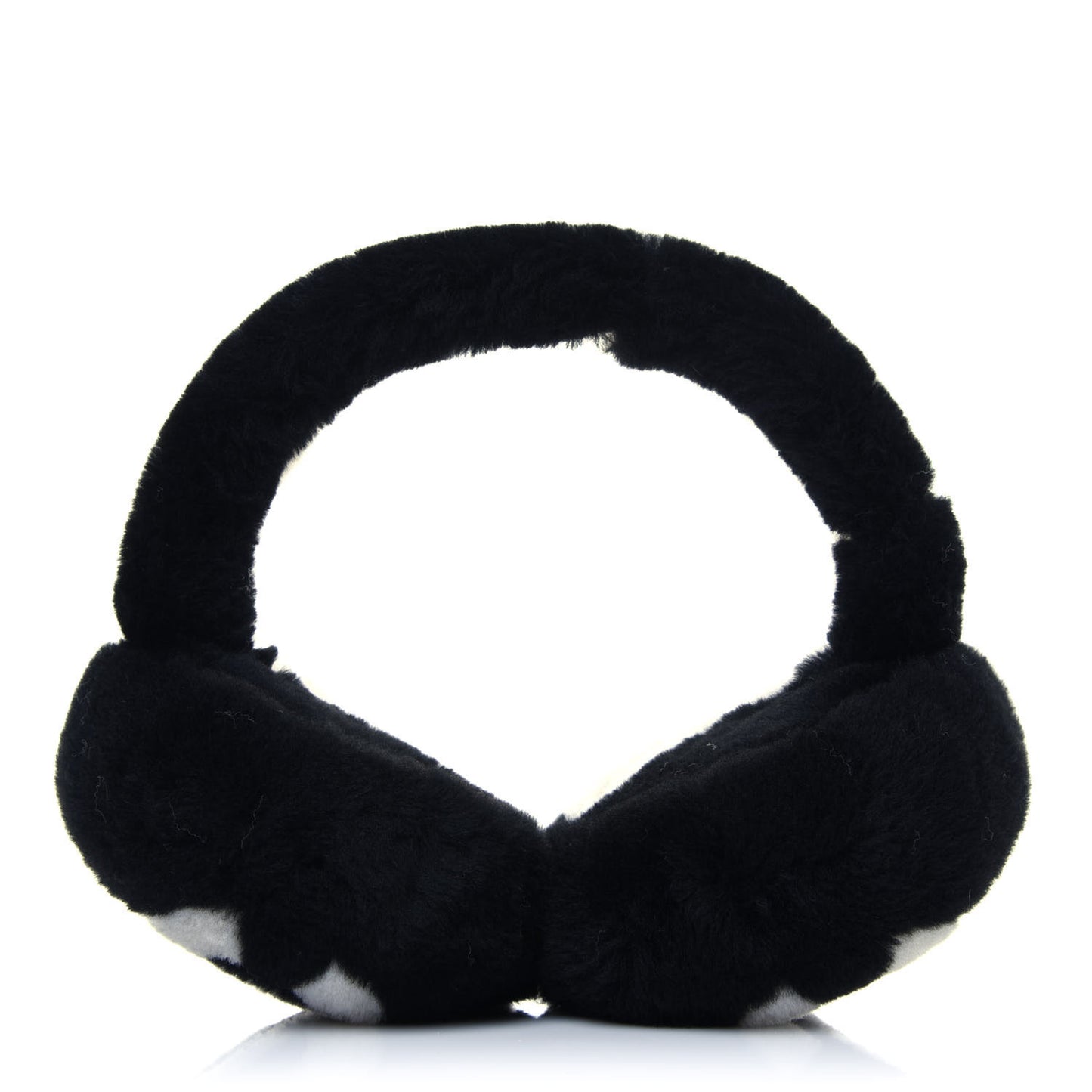 Shearling CC Ear Muffs Black White