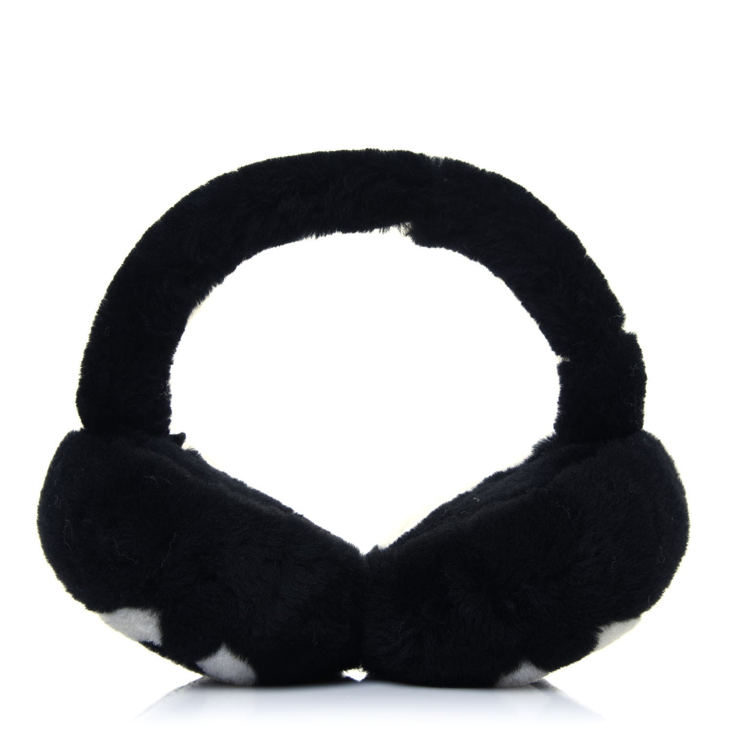 Chanel Shearling CC Ear Muffs Black White 1 of 10
