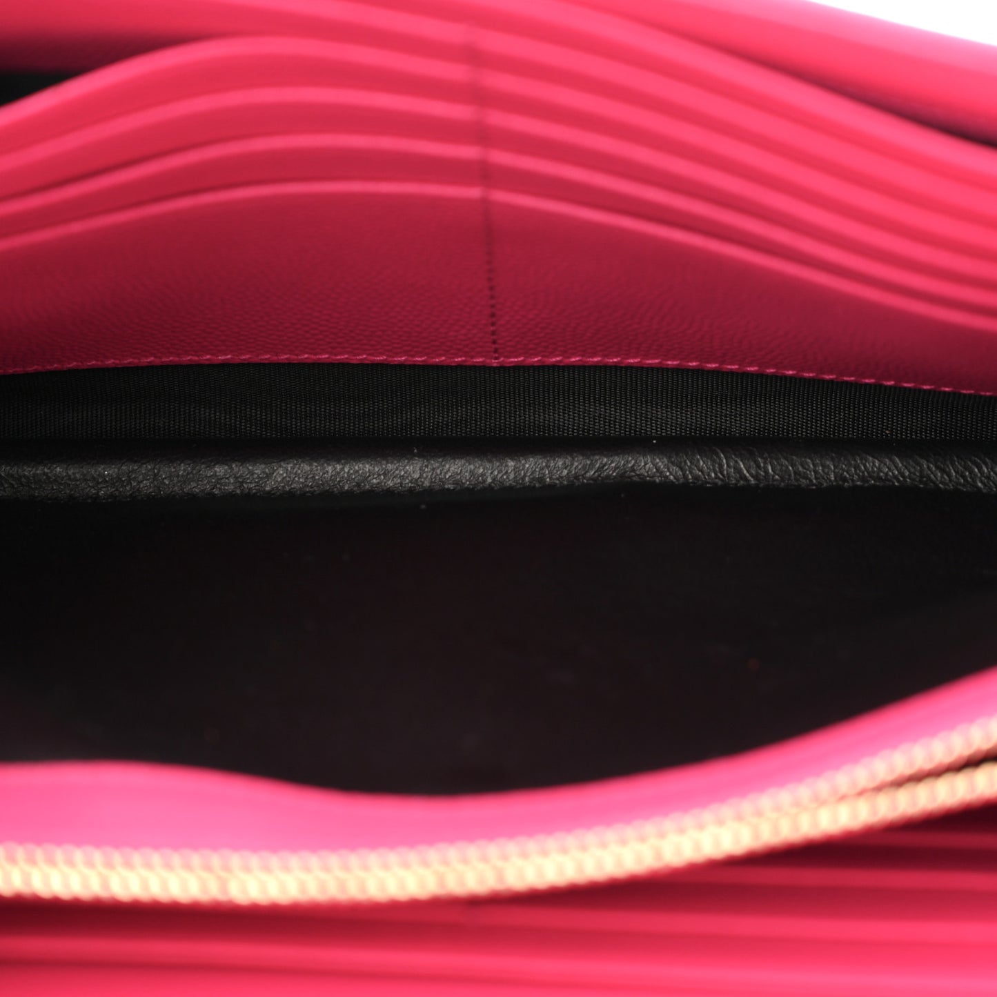 Grain De Poudre Matelasse Chevron Monogram Chain Wallet Lipstick Fuchsia