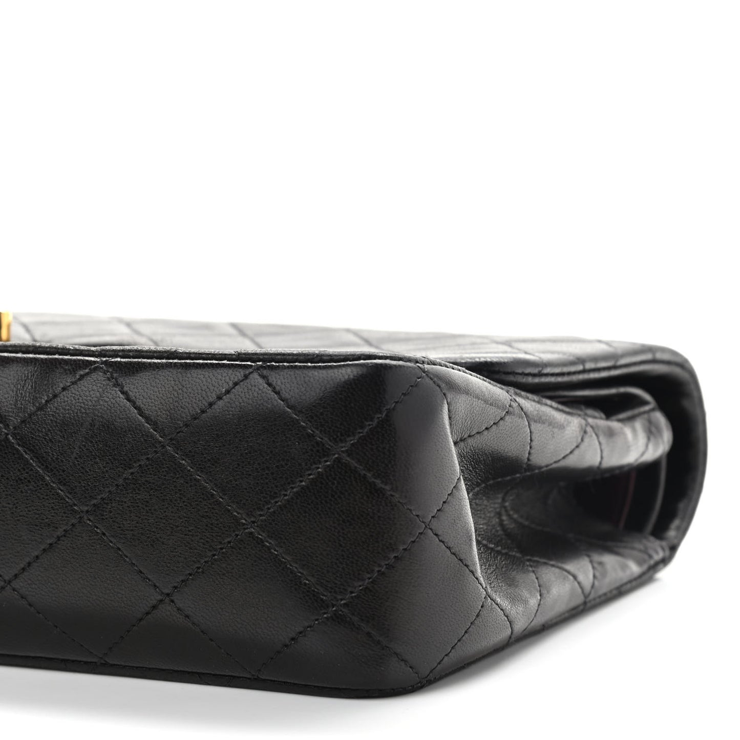 Lambskin Quilted Medium Double Flap Black