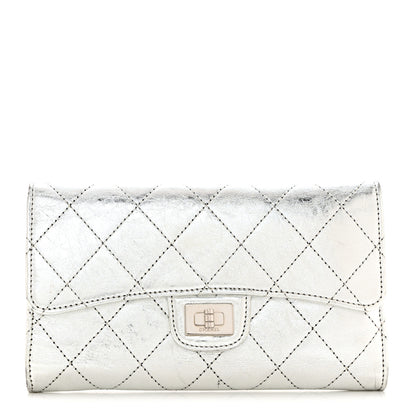 Chanel Metallic Aged Calfskin Quilted Reissue Long Flap Wallet Light Silver 1 of 8