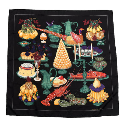 Hermes Silk Gastronomie Scarf 90 Black 1 of 6