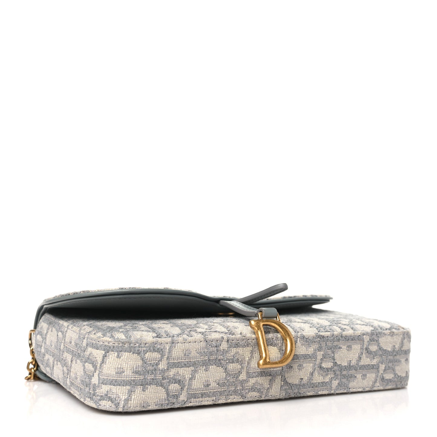 Oblique Medium Saddle Pouch With Chain Blue
