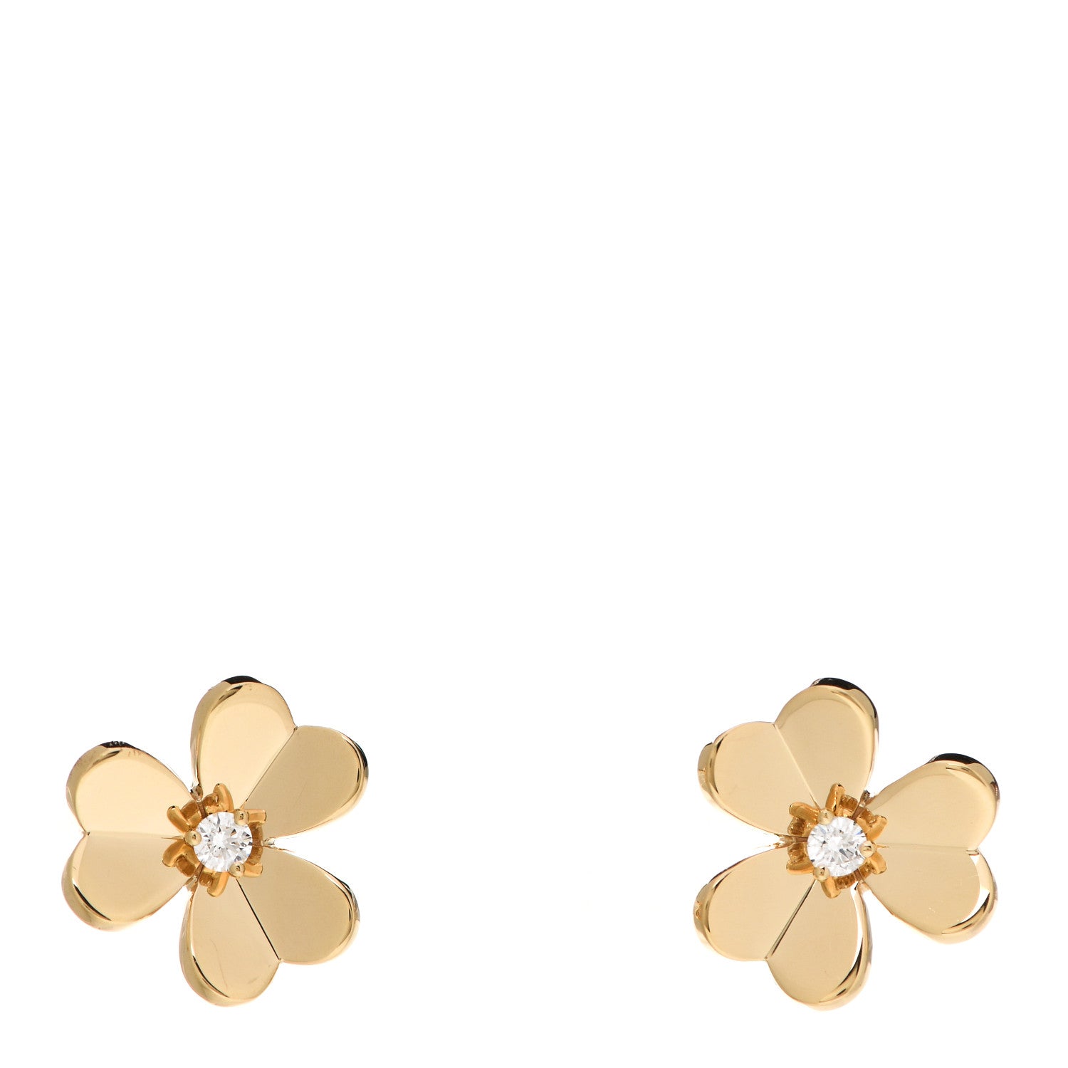 Van Cleef & Arpels 18K Yellow Gold Diamond Small Frivole Earrings 1 of 5