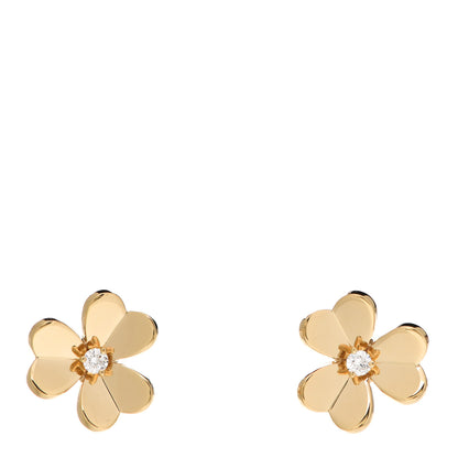 Van Cleef & Arpels 18K Yellow Gold Diamond Small Frivole Earrings 1 of 5
