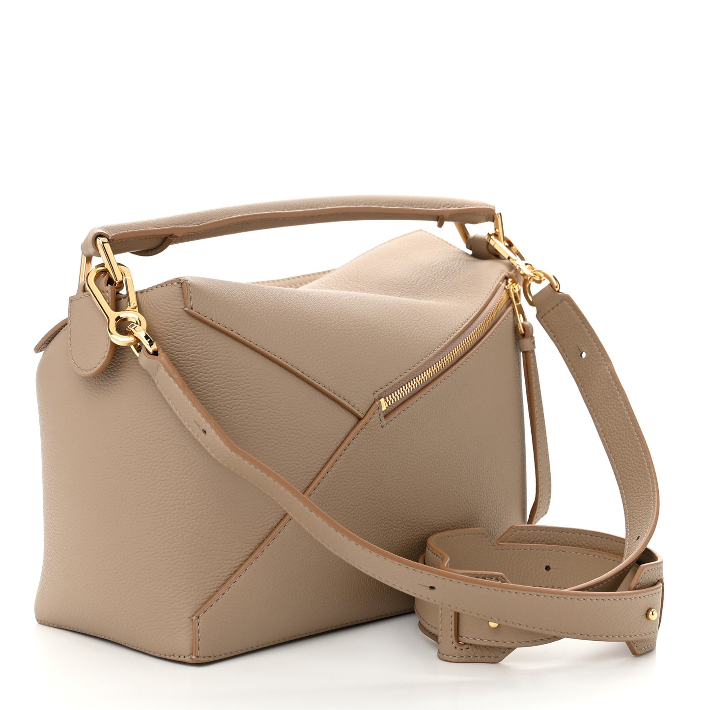 Soft Grained Calfskin Medium Puzzle Edge Bag Sand