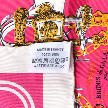 Hermes Silk Brides de Gala Nano Scarf 20 White Rose Fuchsia Or 3 of 5