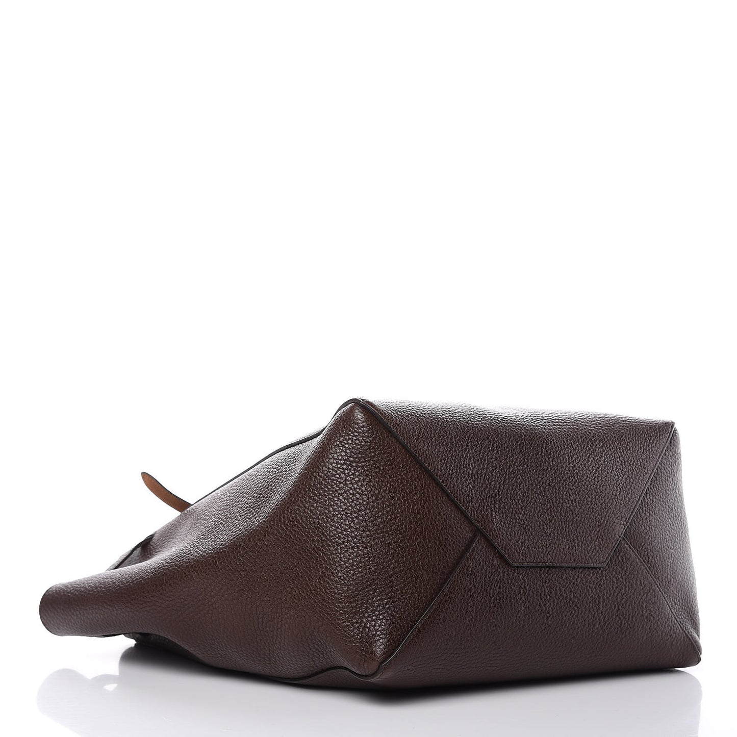 Shiny Grained Calfskin Medium Belt Cabas Phantom Brown