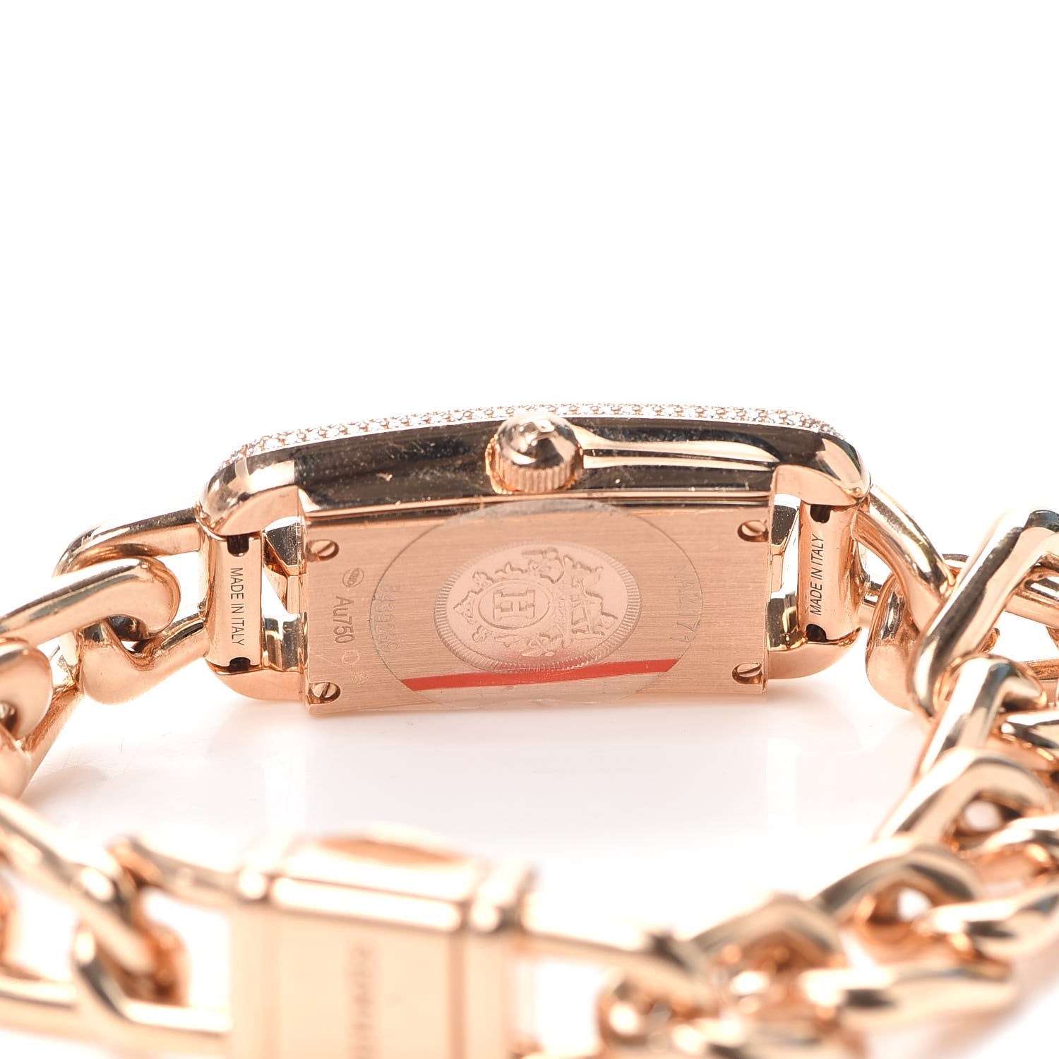 Hermes 18K Rose Gold Diamond Mother of Pearl 17mm Nantucket Quartz Watch 4 of 6