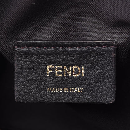 Fendi Glazed Fabric Vitello Century FF 1974 Stamp Patch Mini Camera Case Mogano Panna Black 6 of 9