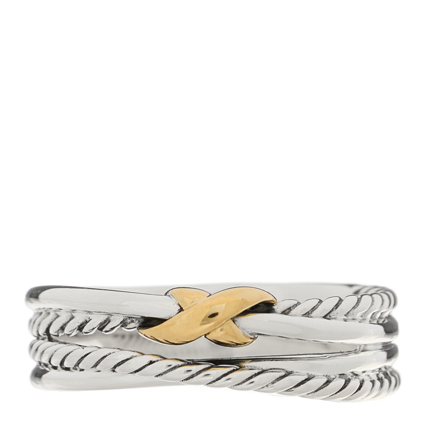 Sterling Silver 18K Yellow Gold 6mm X Crossover Ring 62 10