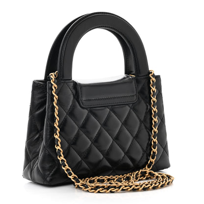 Chanel Shiny Aged Calfskin Quilted Nano Kelly Shopper Black 3 of 10