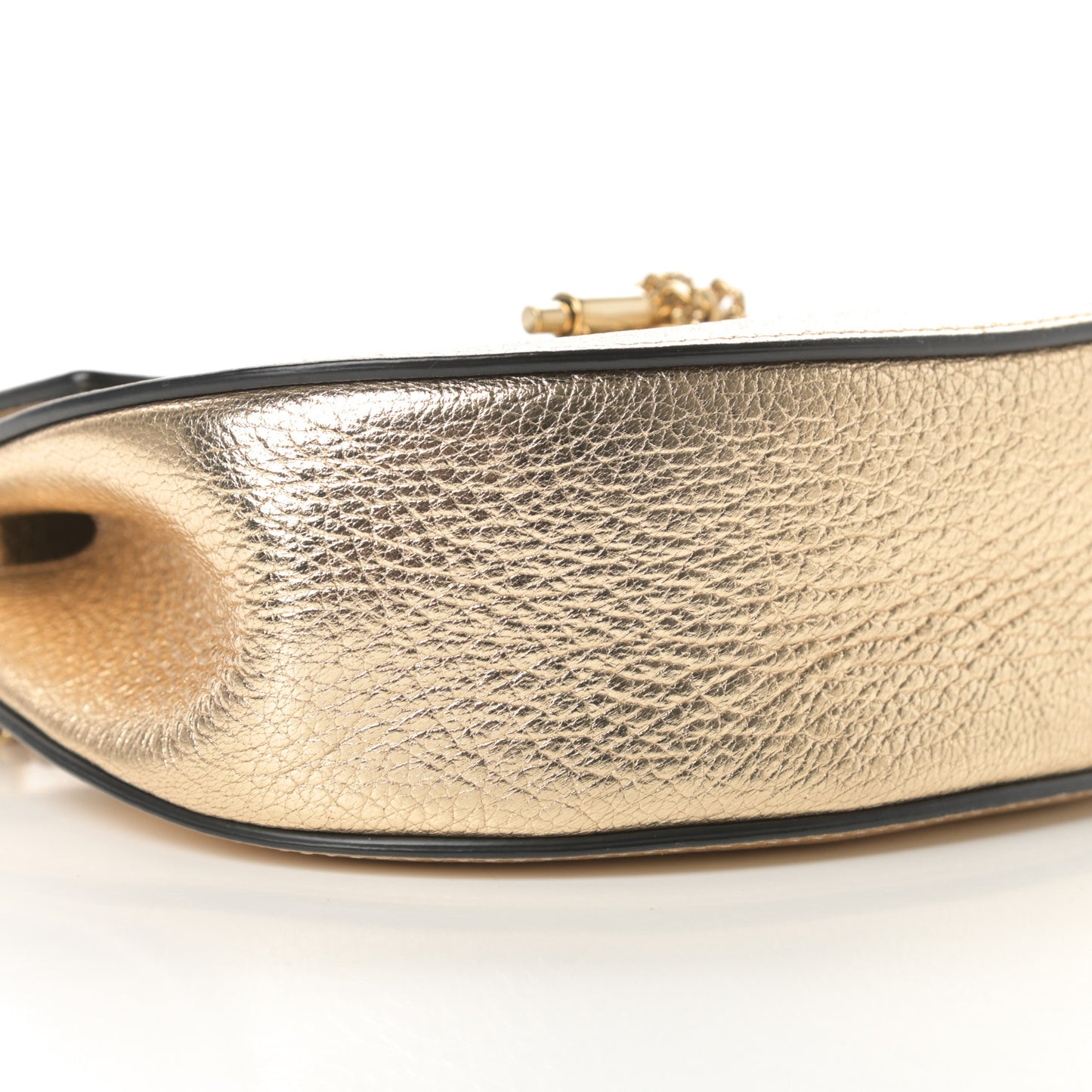 Metallic Goatskin Mini Drew Shoulder Bag Pale Gold
