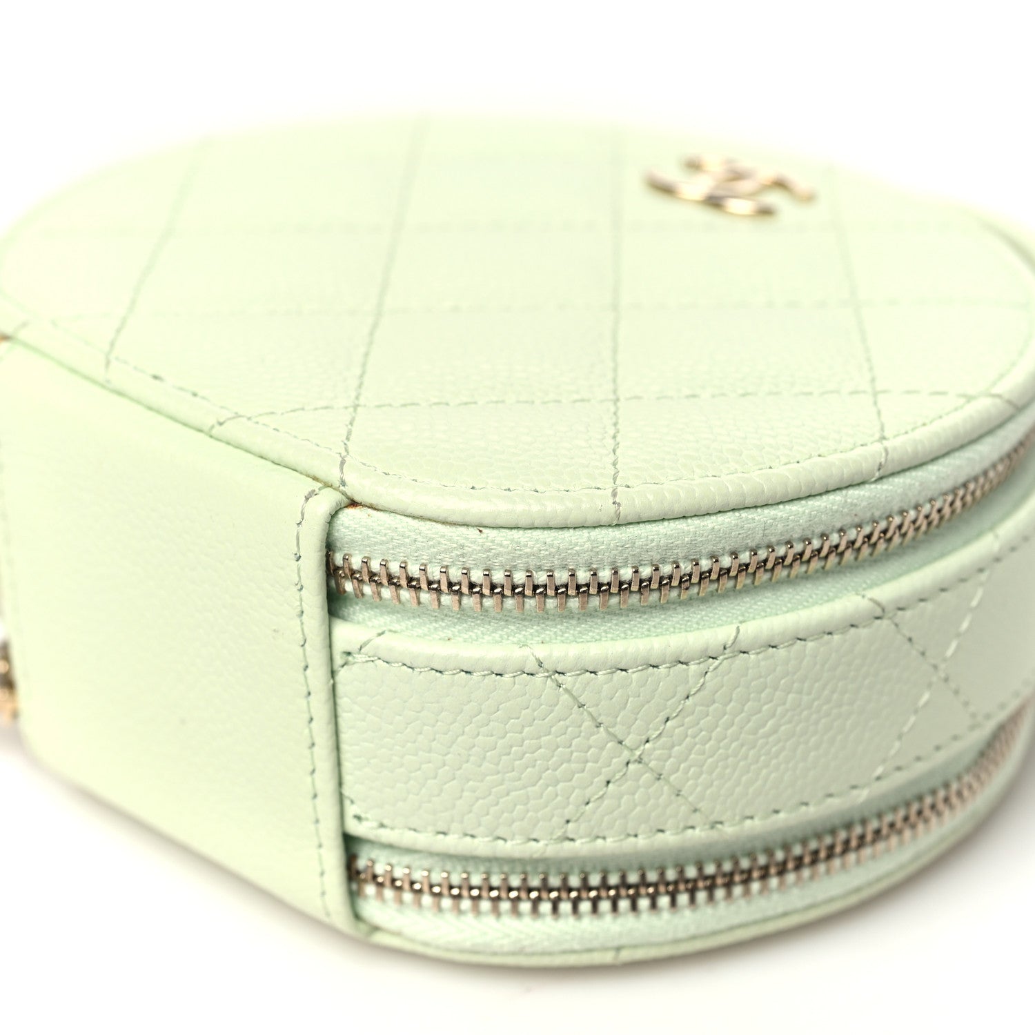 Chanel Caviar Quilted Round Handle With Care Vanity With Chain Light Green 10 of 10
