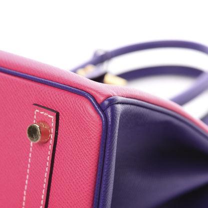 Hermes Epsom Horseshoe Birkin 30 Blue Encre Ultraviolet Rose Tyrien 32 of 35