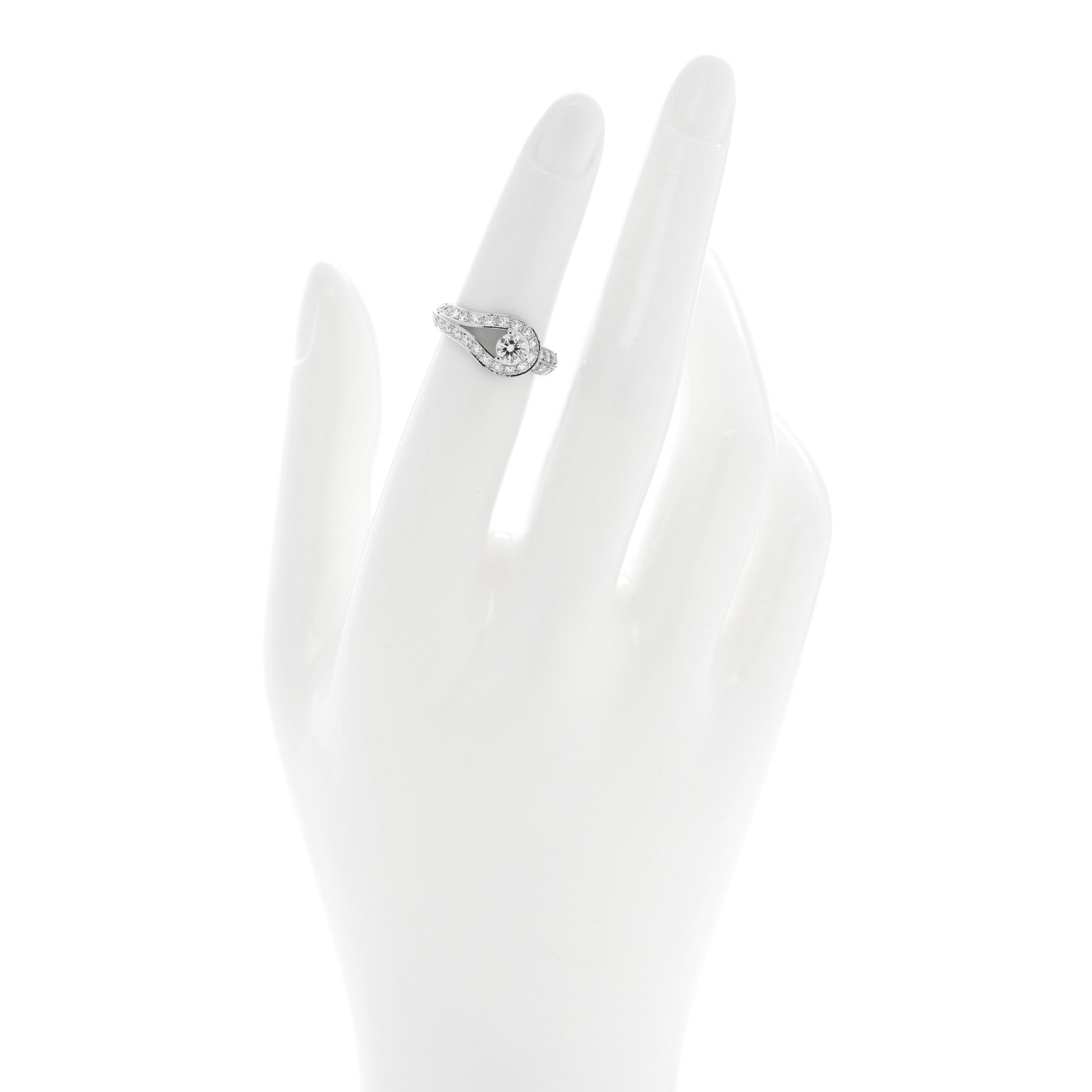 Van Cleef & Arpels Platinum Diamond .30ct Couture Solitaire Ring 49 4.75 2 of 5