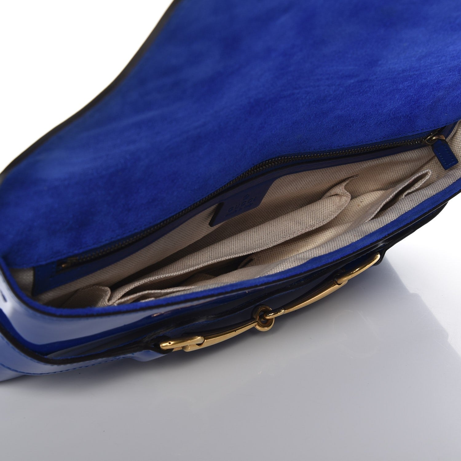 Gucci Patent Large Bright Bit Clutch Deep Zaffiro 6 of 9