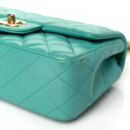 Chanel Lambskin Quilted Mini Rectangular Flap Turquoise 10 of 19