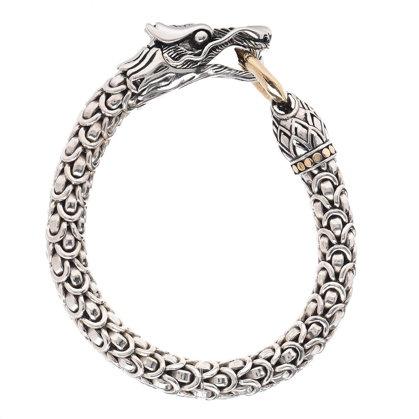 Sterling Silver 18K Yellow Gold 10mm Naga Station Bracelet