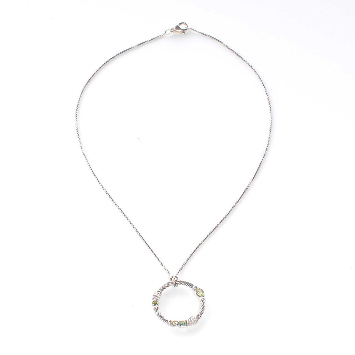 Sterling Silver Confetti Pendant Necklace Green