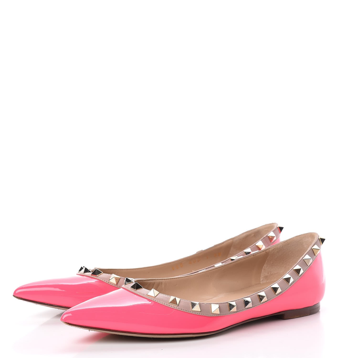 Valentino Garavani Patent Nappa Rockstud Ballerina Flats 38 Fuxia Fluo Poudre 3 of 20