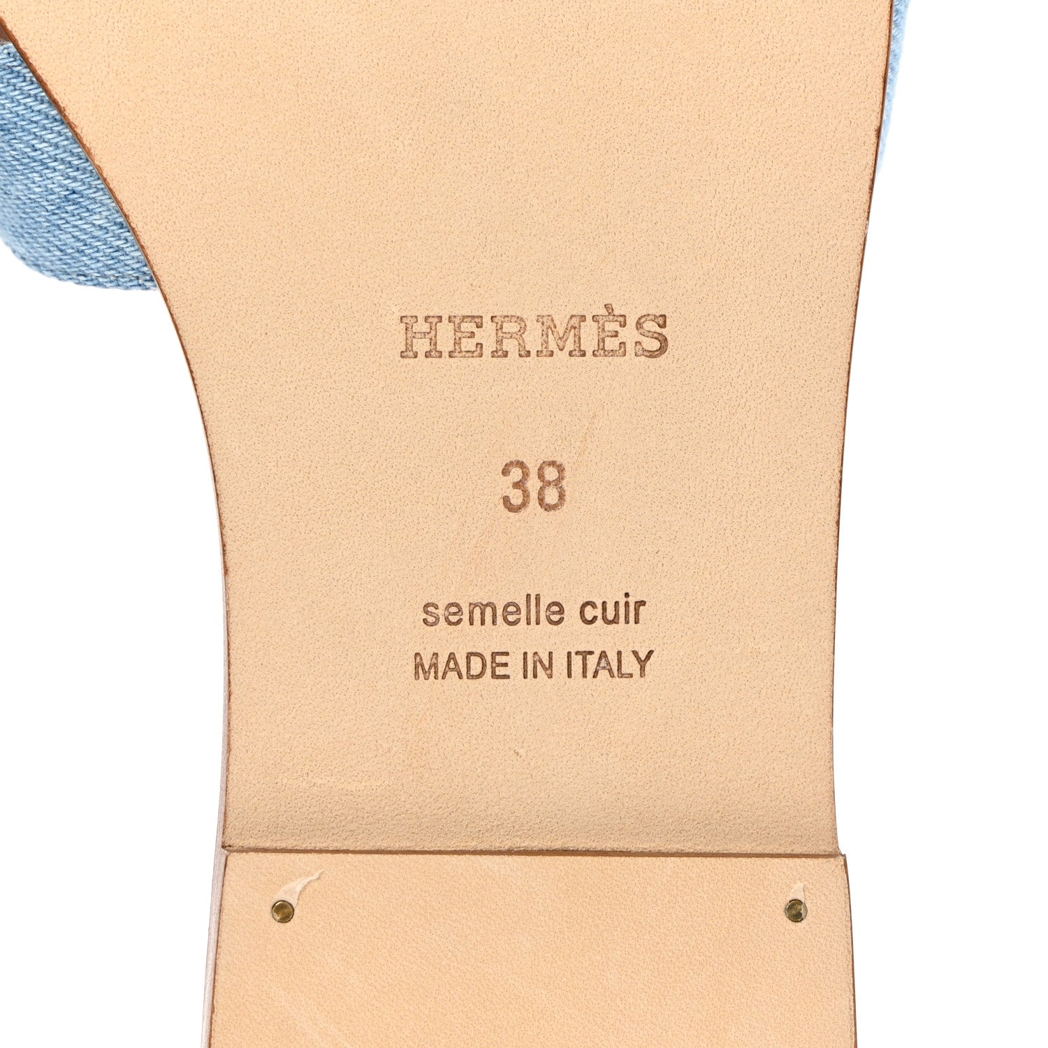 Hermes Denim Canvas Oran Sandals 38 Bleu Clair 6 of 10
