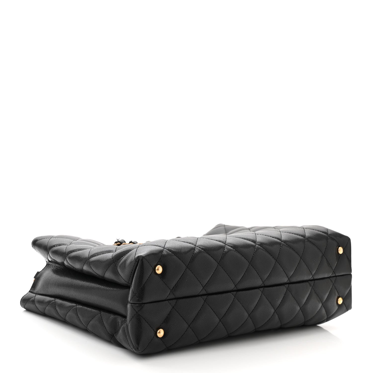 Chanel Shiny Caviar Quilted Chain Handle Shopping Tote Black 4 of 12