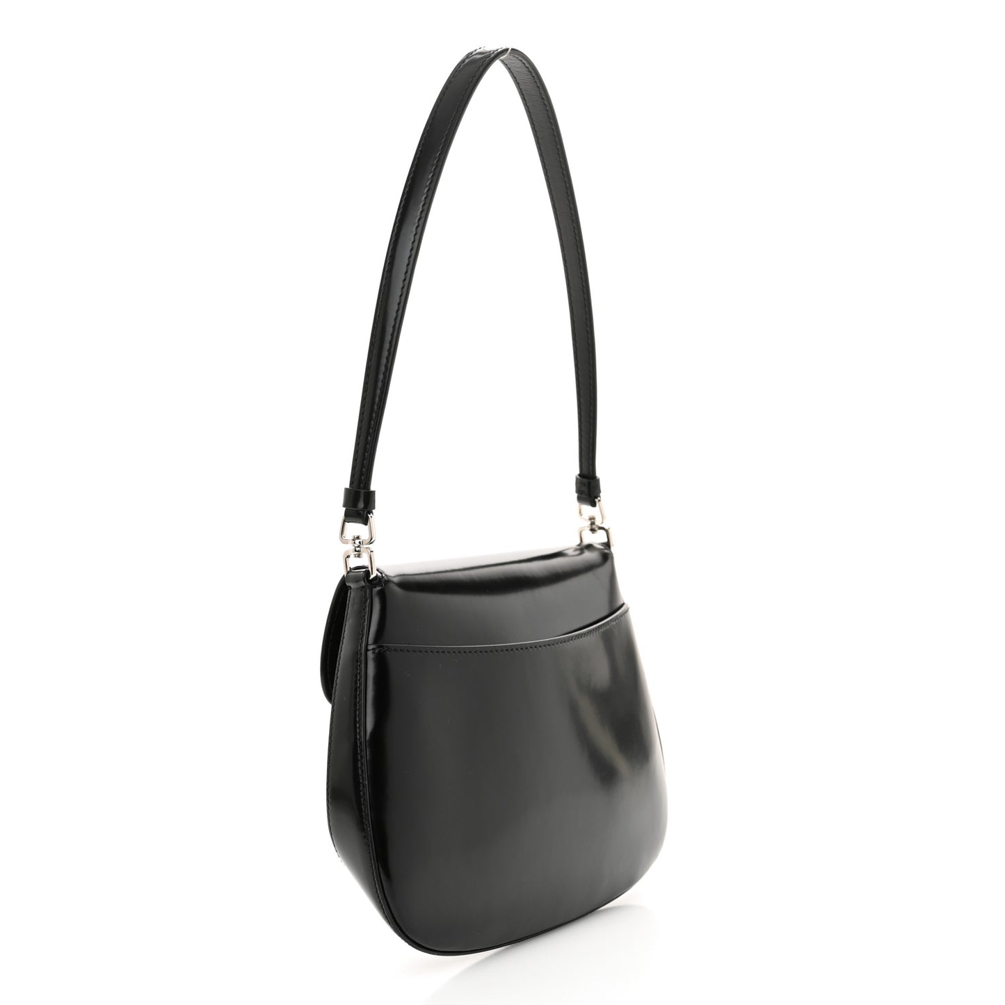 Spazzolato Cleo Flap Shoulder Bag Black