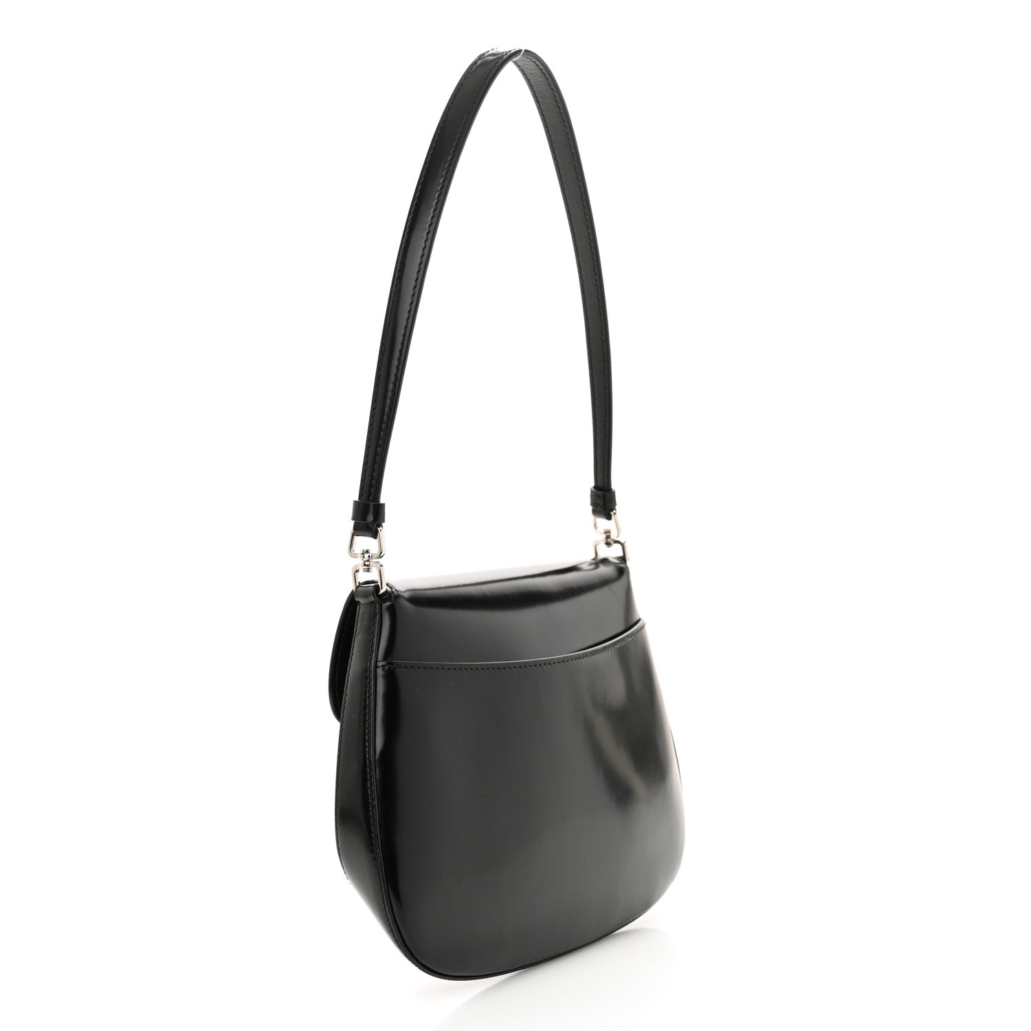 Prada Spazzolato Cleo Flap Shoulder Bag Black 2 of 9
