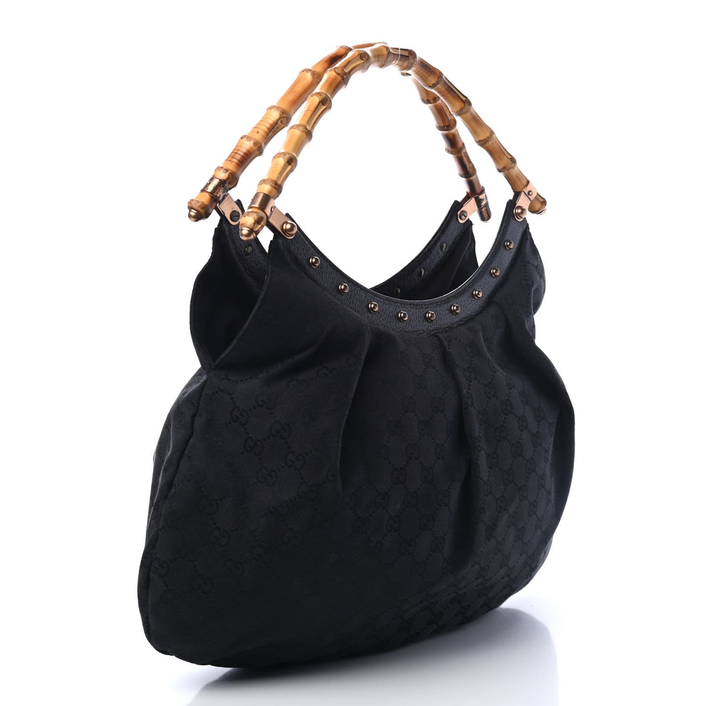Monogram Bamboo Top Handle Shoulder Bag Black