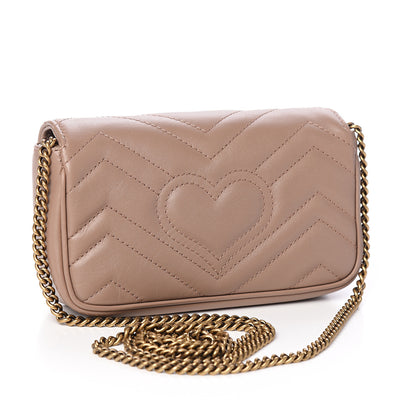 Gucci Calfskin Matelasse Super Mini GG Marmont Shoulder Bag Porcelain Rose 2 of 9