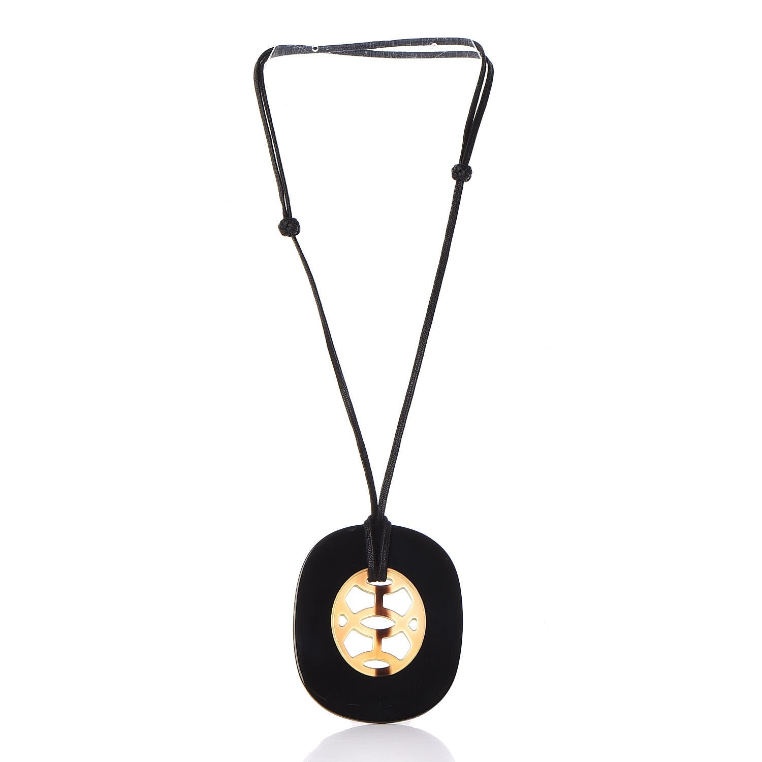 Hermes Buffalo Horn Lacquer Lift Necklace GM Black 3 of 7