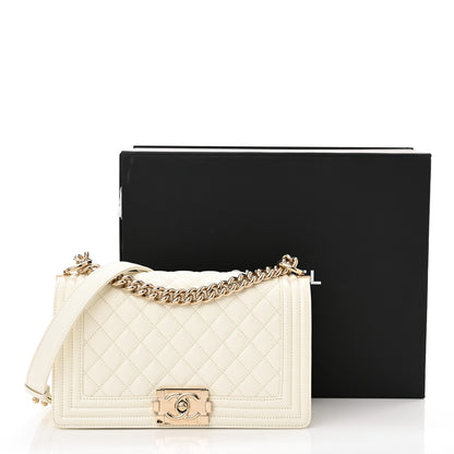 Chanel Caviar Quilted Medium Boy Flap White 10 of 10