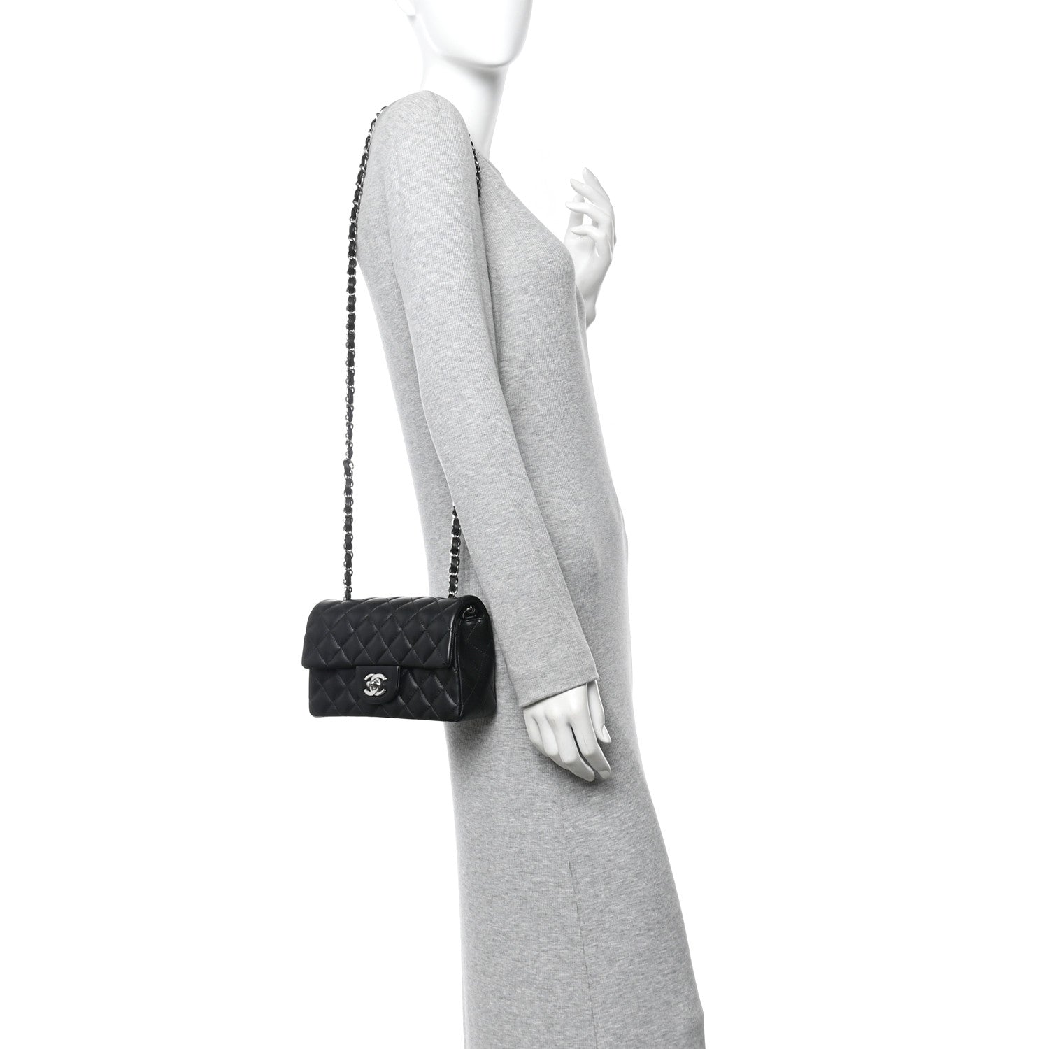 Chanel Lambskin Quilted Mini Rectangular Flap Black 2 of 10