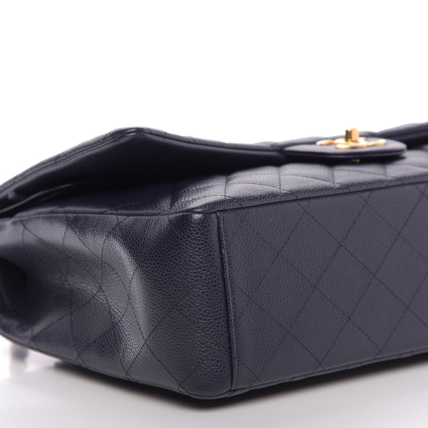 Caviar Quilted Maxi Double Flap Navy Blue