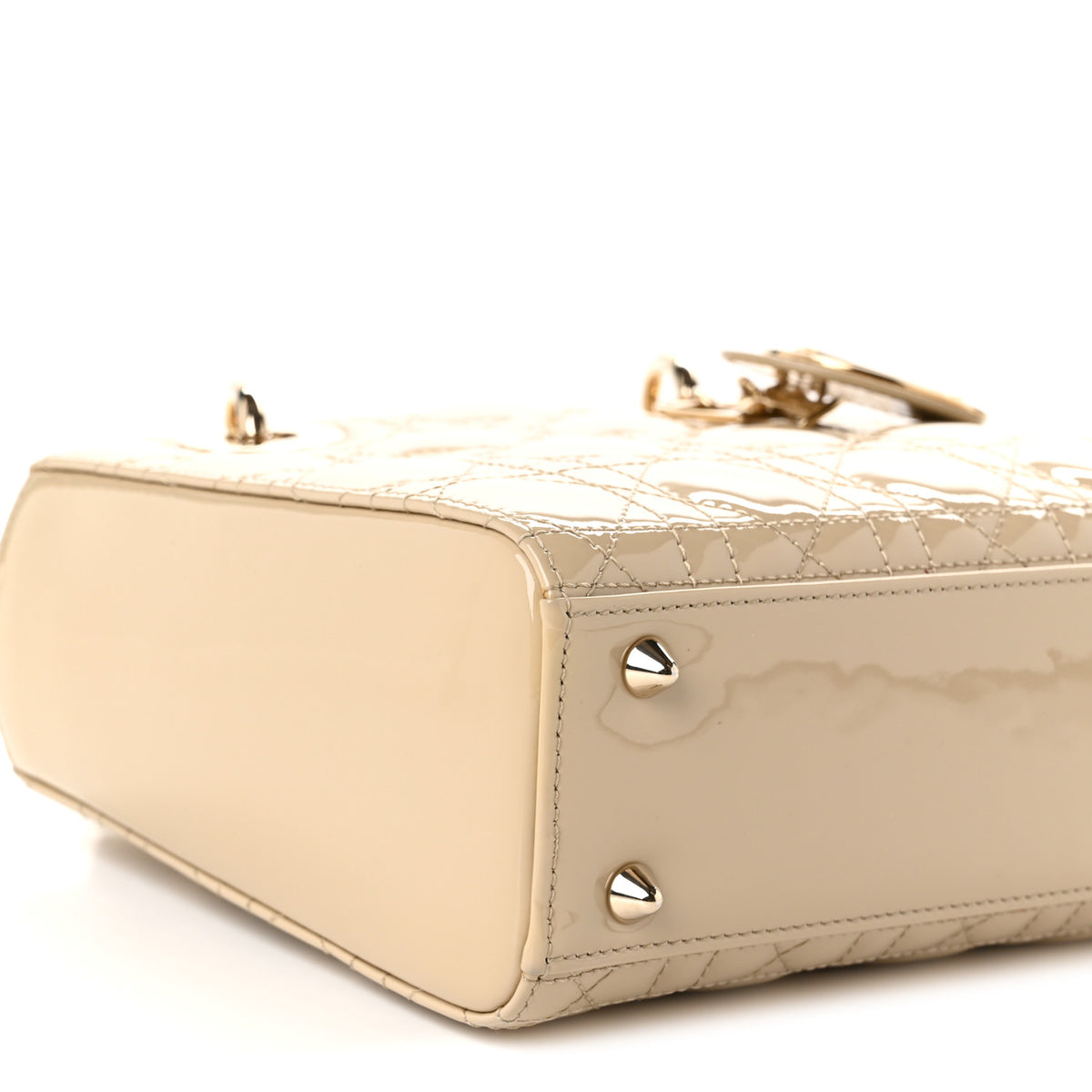 Patent Cannage Small Lady Dior Beige