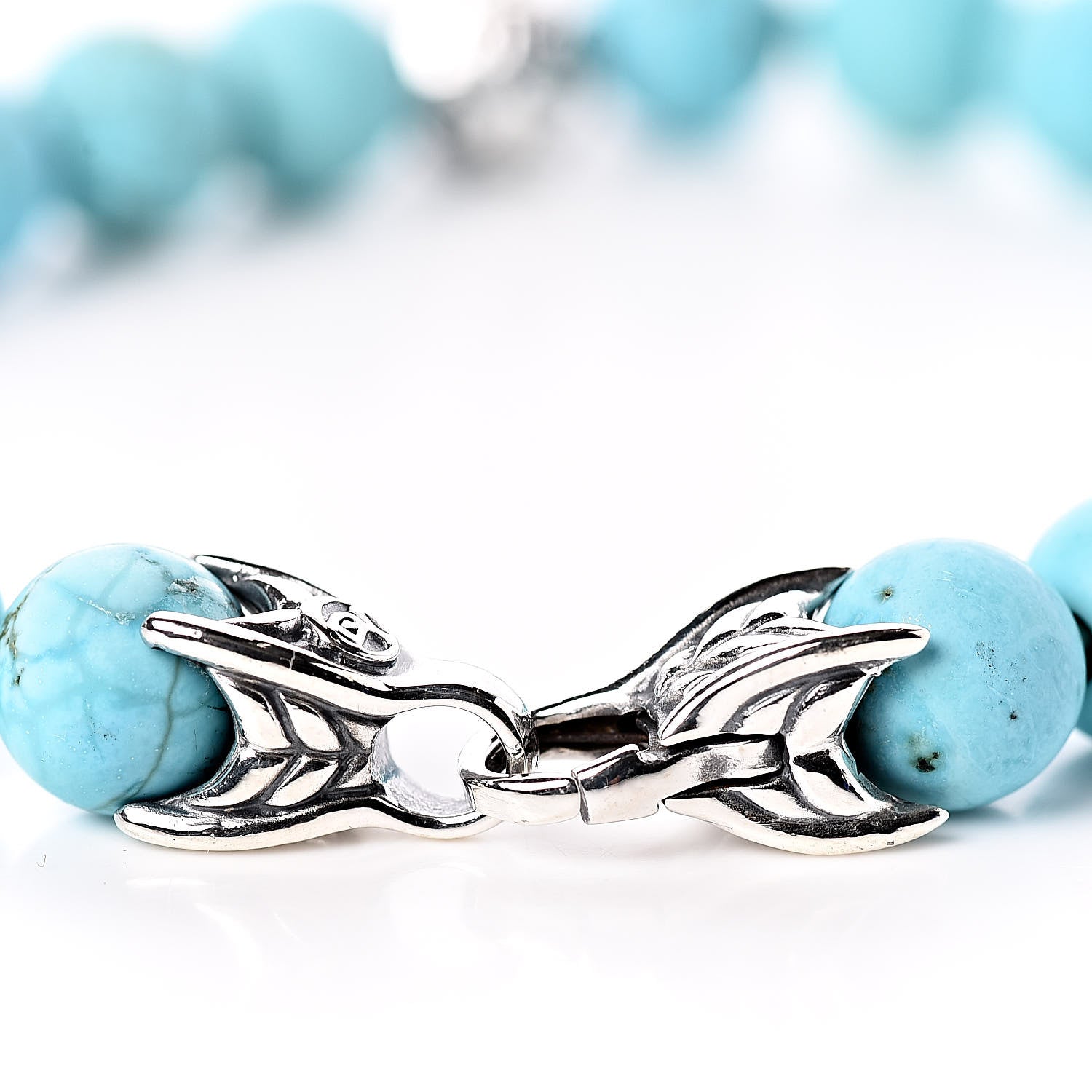 David Yurman Sterling Silver Turquoise 8mm Spiritual Beads Wave Bracelet 4 of 5