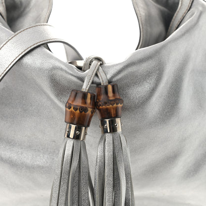 Gucci Metallic Calfskin Medium Indy Top Handle Hobo Silver 8 of 10