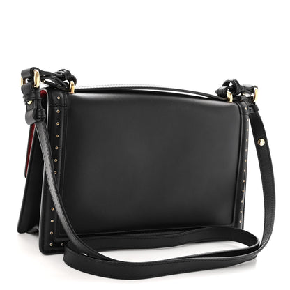 Salvatore Ferragamo Smooth Calfskin Studded Aileen Gancio Lock Shoulder Bag Black 3 of 9