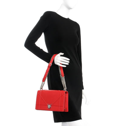 Christian Dior Grained Calfskin Medium Diorama Flap Bag Red 3 of 10