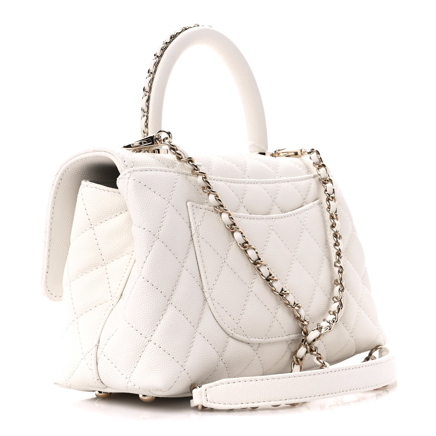 Chanel Caviar Quilted Mini Coco Chain Handle Flap White 3 of 13