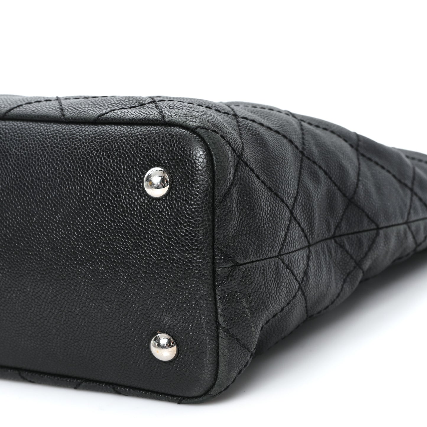 Grained Calfskin Quilted Small Daily Shopping Tote Black