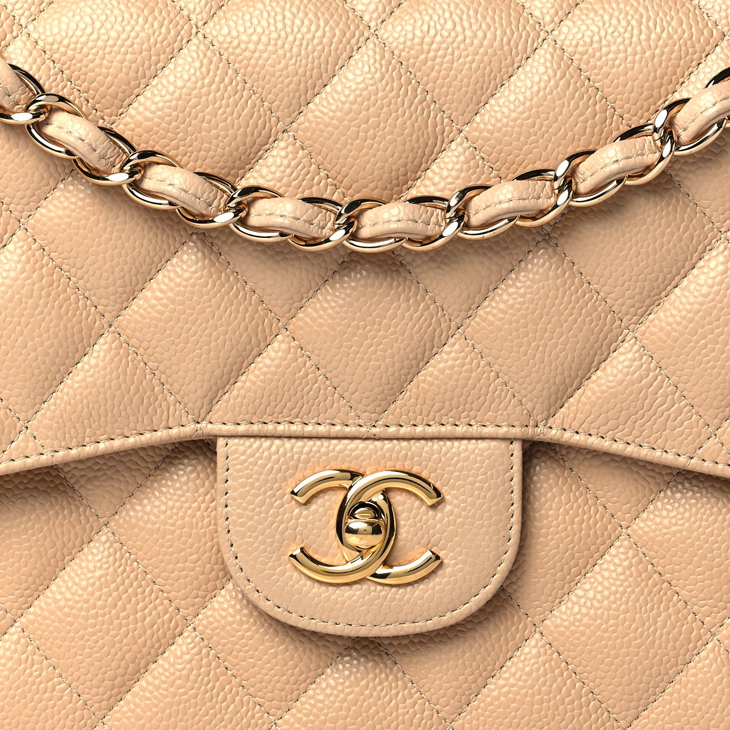 Chanel Caviar Quilted Jumbo Double Flap Beige Clair 8 of 11