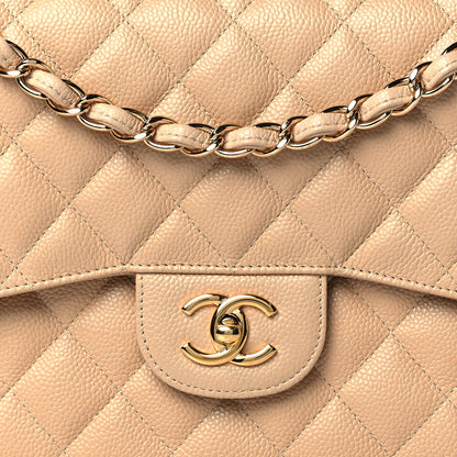 Chanel Caviar Quilted Jumbo Double Flap Beige Clair 8 of 11