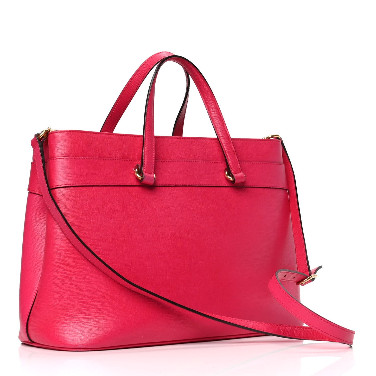 Textured Calfskin Medium Bright Bit Tote Shocking Pink