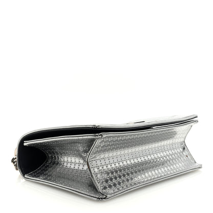 Christian Dior CHRISTIAN DIOR Metallic Patent Micro-Cannage Medium Diorama Flap Bag Silver 4 of 9