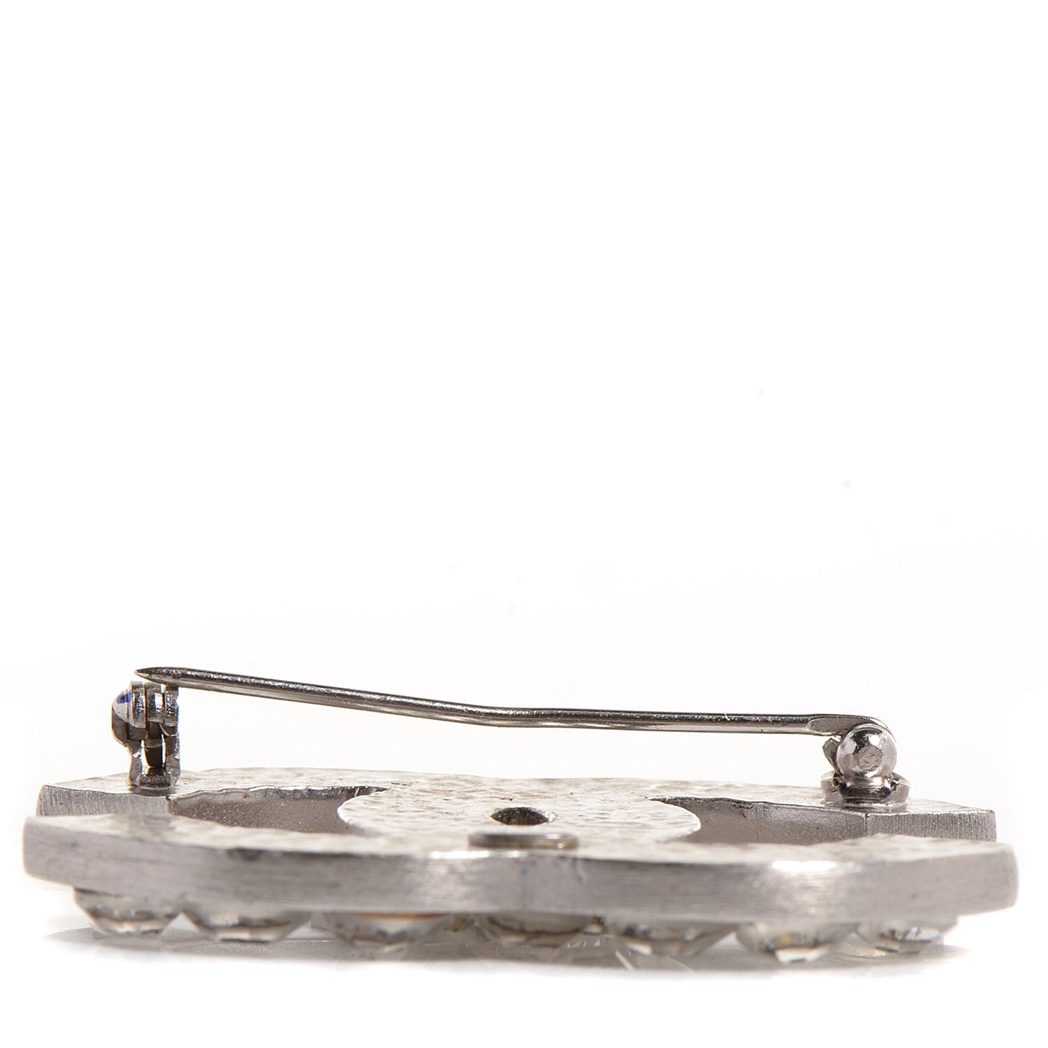 Chanel Crystal Heart CC Brooch Silver 3 of 5