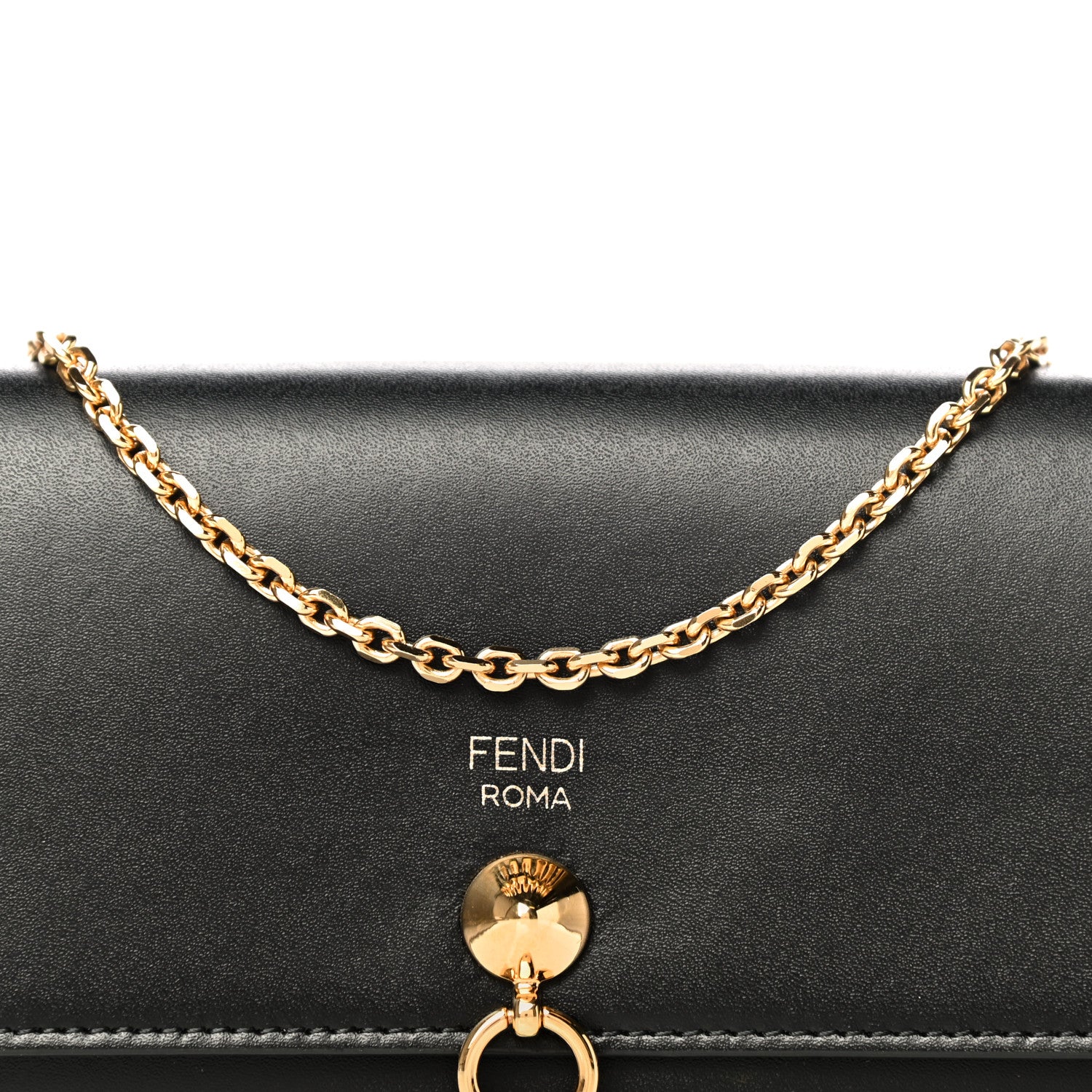 Fendi Vitello Liberty Century Lucido By The Way Continental Wallet On Chain Black 7 of 9