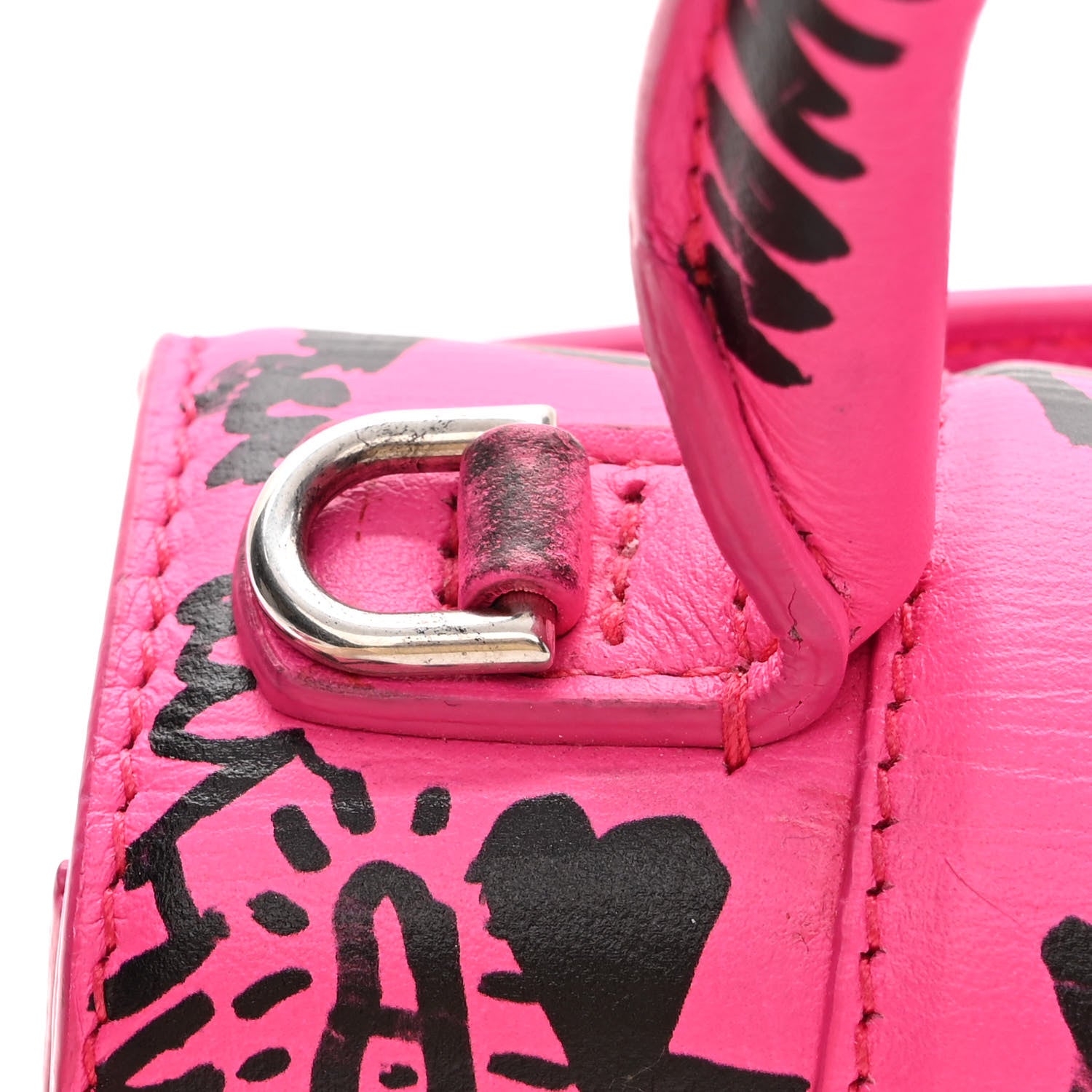 Balenciaga Smooth Calfskin Graffiti Hourglass Top Handle Bag XS Acid Fuchsia Black 13 of 13