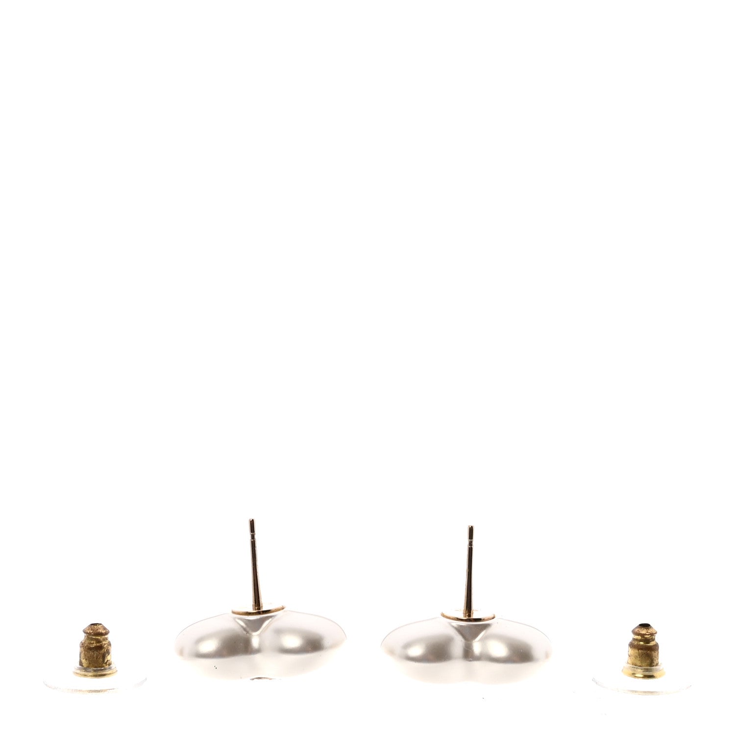 Chanel Pearl Crystal CC Heart Earrings Gold 3 of 4